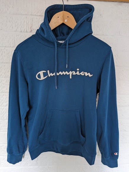 Champion Spellout Hoodie - Size XS - Teal - Cotton - P2P 21" - Picture 5 of 7